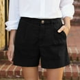 thumbnail image 1 of TQWQT Linen Shorts for Women Dressy Casual Bermuda Shorts Wide Leg High Waisted 5 Inch Inseam Shorts with Pockets Trendy Summer Black 3XL, 1 of 7