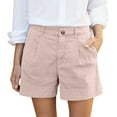 thumbnail image 1 of TQWQT Linen Shorts for Women Dressy Casual Bermuda Shorts Wide Leg High Waisted Ladies Shorts with Pockets Trendy Summer Pink 2XL, 1 of 7