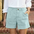 thumbnail image 1 of TQWQT Linen Shorts for Women Dressy Casual Bermuda Shorts Wide Leg Trendy Summer High Waisted Hiking Shorts with Pockets Cyan S, 1 of 7