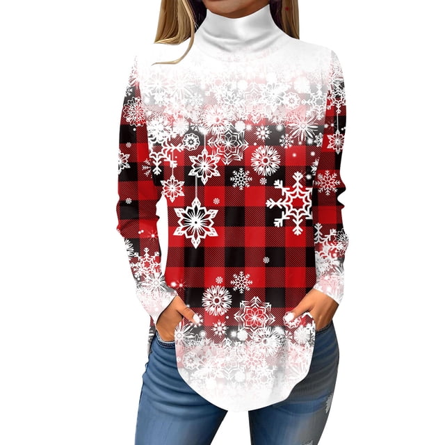 TQWQT Long Sleeve Shirts for Women Plus Size Turtlenecks Tunic Top