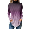 thumbnail image 1 of TQWQT Long Sleeve Shirts for Women Turtle Neck Tunic Top Casual Loose Fit Color Block Printed Shirt Fall Turtleneck T-Shirt Curved Hem Graphic Tee Purple M, 1 of 5
