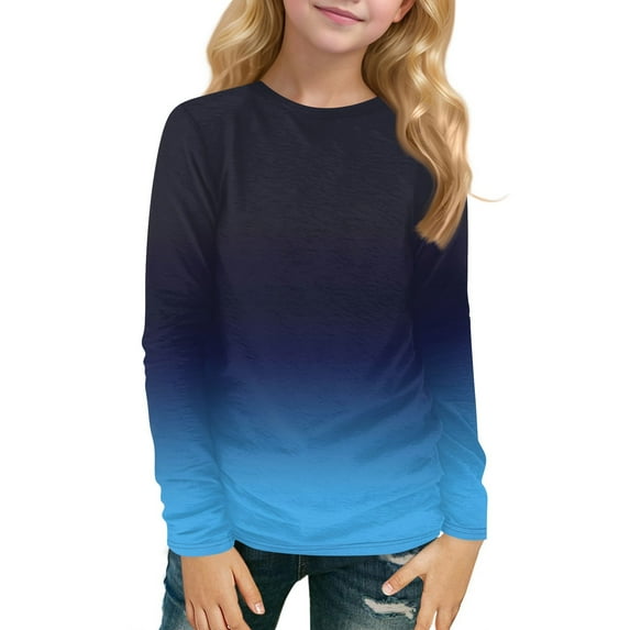 TQWQT Long Sleeve Shirts for Girls Winter Cute Girls Tops Size 10-12 Kids Crew Neck T Shirts Trendy Graphic Tween Girls Clothes