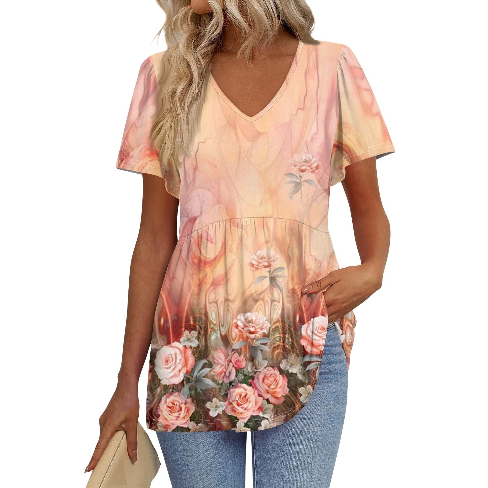 TQWQT Maternity Shirts for Women Casual Short Sleeve Tunic Top Peplum ...