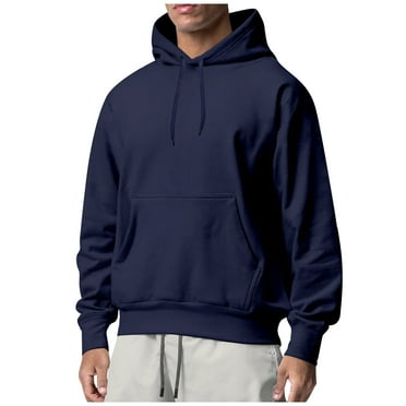 TQWQT Men's Black Hoodie Plain Hoodies Pullover Long Sleeve Big and Tall Sweater Casual Hooded Sweatshirt Fleece Hoodies with Pockets Navy 3XL