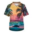 thumbnail image 1 of TQWQT Men's Comfortable Easy Fit Lightweight Durable Soft Beach Coconut Tree Printed V-Neck Medical Scrub Top Gold L, 1 of 3