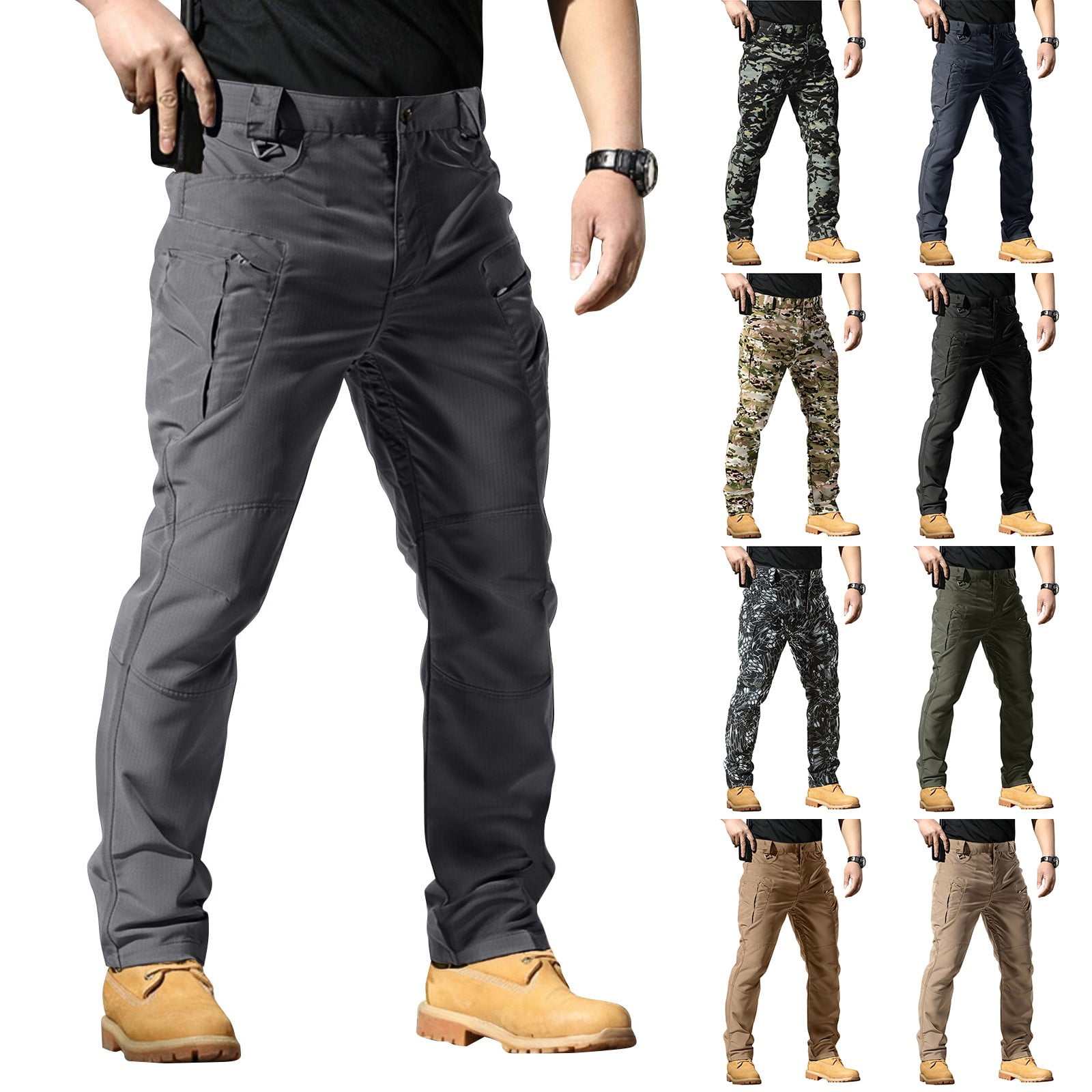 EKLENTSON Men's Trousers Lightweight Walking Trousers Quick Dry Hiking Trousers Summer Thin Athletic Running Pants With Zip Pocket Black 30