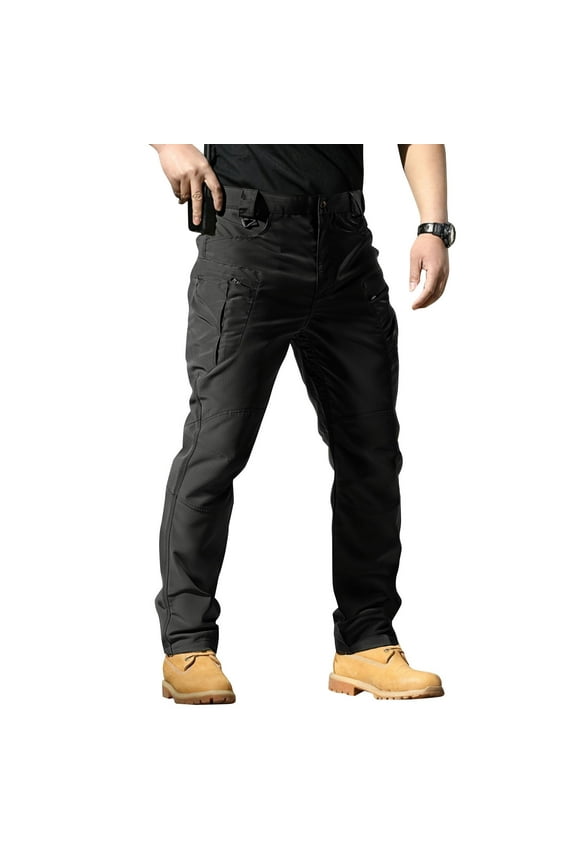 TQWQT Men's Hiking Cargo Pants Lightweight Water-Resistant Quick Dry for Tactical Work Fishing Golf Travel Outdoor Casual Black XL