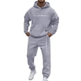 thumbnail image 1 of TQWQT Men's Hoodie Sweatpants Set Long Sleeve Plain Fleece Matching Sweatsuit Set Matching Athletic Workout Hoodie with Jogger Pants Loungewear Dark Gray 5XLL, 1 of 6