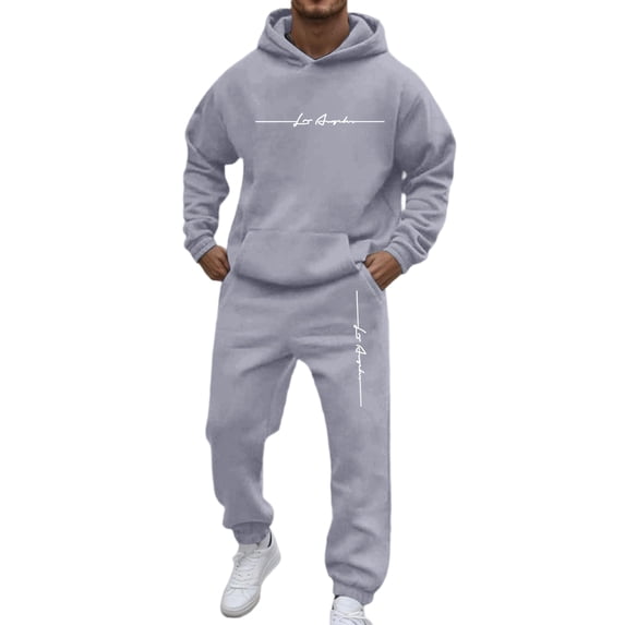TQWQT Men's Matching Plain Sweatsuits Gym Tracksuit Sets Long Sleeve Solid Color Hooded Sweatshirt & Jogger Pants Workout Solid Matching Sweatsuit Set Dark Gray 2XLL