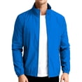 thumbnail image 1 of TQWQT Men's Stand Collar Lightweight Windproof Jacket Full Zip Long Sleeve Elastic Cuff Solid Casual Coat with Zipper Side Pockets Daily Commute Travel Outerwear for Spring Fall Royal Blue S, 1 of 6