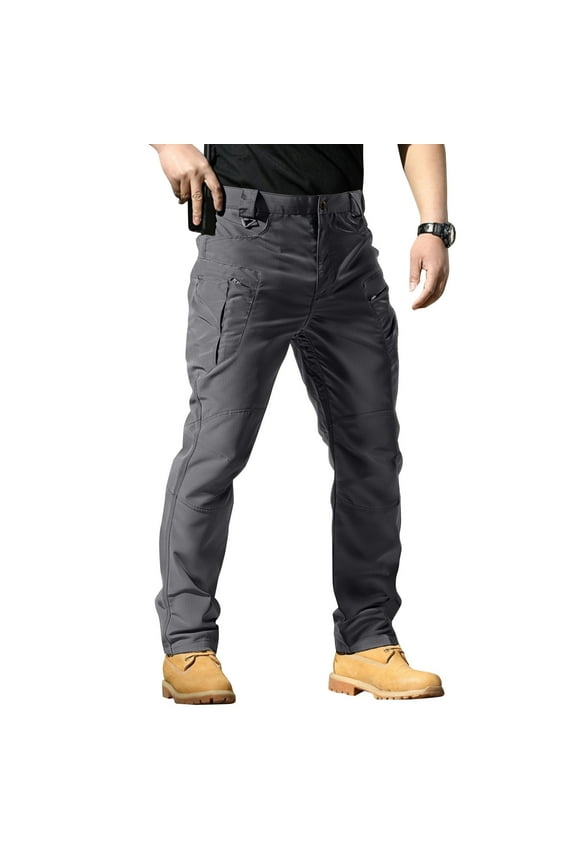 TQWQT Men's Stretch Tactical Pants Water Resistant Ripstop Cargo Pants Outdoor Lightweight EDC Work Hiking Pants Gray XL
