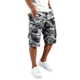 thumbnail image 1 of TQWQT Mens Camo Cargo Shorts Elastic Waist Drawstring 3/4 Capri Shorts Loose Fit Below Knee Lightweight Casual Summer Outdoor Hiking Shorts with Pockets Gray XL, 1 of 7