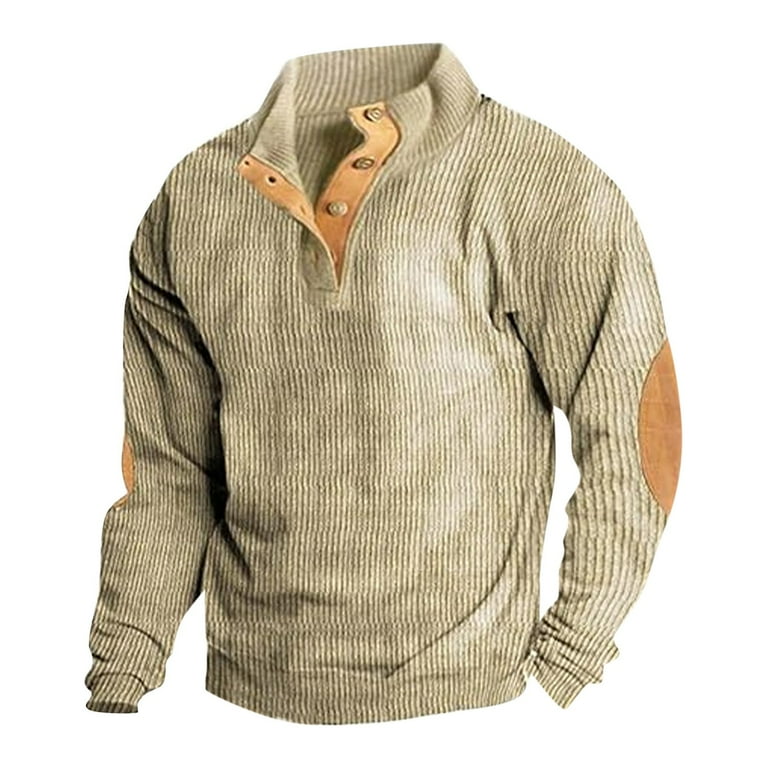Solid color men's retro elbow drawstring knight sweater top