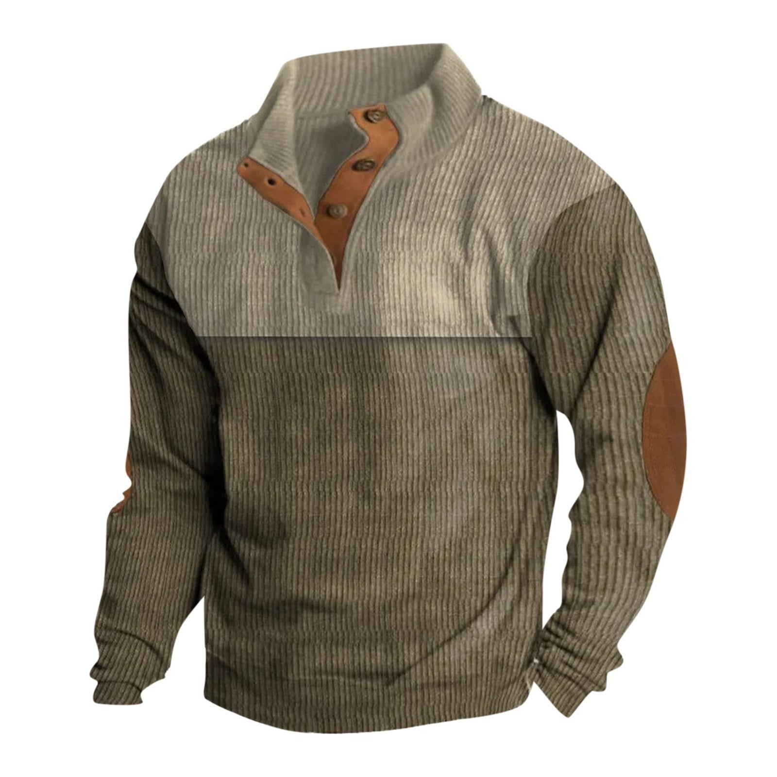 TQWQT Mens Corduroy Shirt Lapel Collar Button Up Pullover Mock
