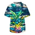 thumbnail image 1 of TQWQT Mens Hawaiian Scrub Tops V Neck Stretch Tunic Hawaiian Shirts Plus Size Casual Blouses Short Sleeve Tops Blue 3XL, 1 of 3