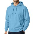 thumbnail image 1 of TQWQT Mens Solid Pullover Hoodie Drawstring Hooded Sweatshirt with Kangaroo Pocket Drop Shoulder Loose Long Sleeve Casual Tops Fall Clothes Sky Blue XL, 1 of 8