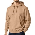 thumbnail image 1 of TQWQT Mens Solid Pullover Hoodie Drawstring Hooded Sweatshirt with Kangaroo Pocket Drop Shoulder Loose Long Sleeve Casual Tops Fall Clothes Camel M, 1 of 8