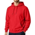 thumbnail image 1 of TQWQT Mens Solid Pullover Hoodie Drawstring Hooded Sweatshirt with Kangaroo Pocket Drop Shoulder Loose Long Sleeve Casual Tops Fall Clothes Red 2XL, 1 of 8