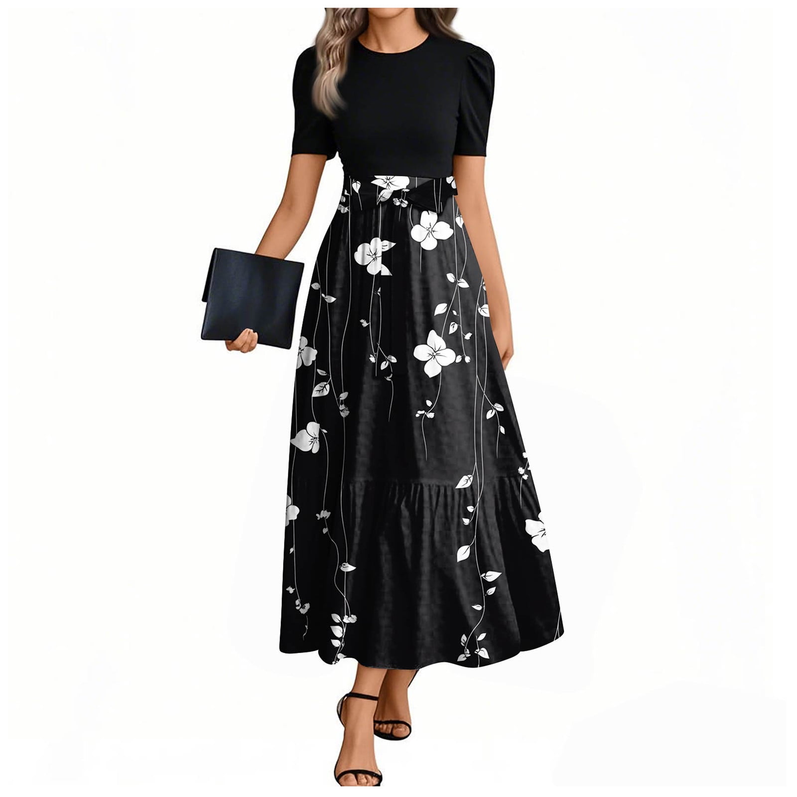 slim fit dress slacks September modest maxi dress in fall frenzy-final sale – JanieLanie main image 1