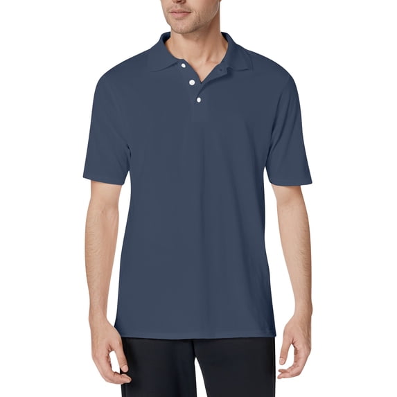 TQWQT Navy Polo Shirt Men 3-Button Collared Shirts Short Sleeve Quick Dry Golf Polos Lightweight Moisture Wicking Golf Shirts M