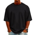 thumbnail image 1 of TQWQT Oversized Tshirts for Men Crew Neck Short Sleeve T Shirts Soft Loose Fit Solid Basic Tees Casual Drop Shoulder Plain Tops Black S, 1 of 5