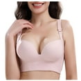 thumbnail image 1 of TQWQT Padded T Shirt Bras for Women Plunge Push up Bra Plus Size Underwire Bra Pink 50F, 1 of 5