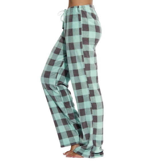 TQWQT Pajama Pants Women Wide Leg Casual Comfy Buffalo Plaid Fuzzy Plaid Pj Pants Christmas Flannel Pajamas Baggy Sleep Pajama Bottom Mint Green M