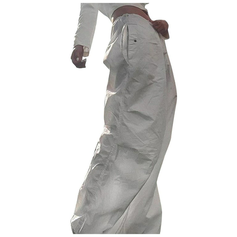 TQWQT Parachute Y2K Cargo Drawstring Baggy Relaxed Pants for Women