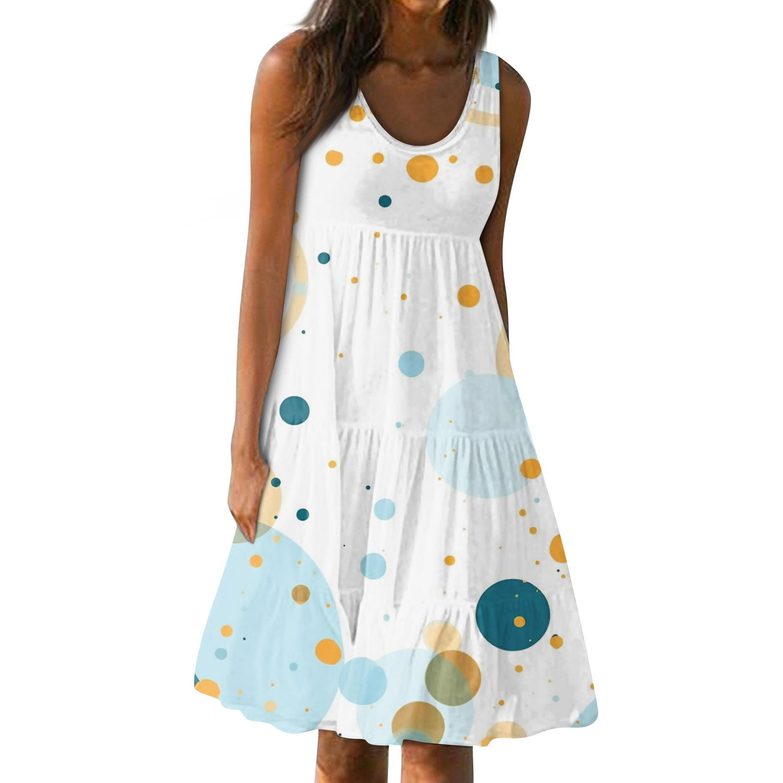 TQWQT Petite Summer Dresses for Women Sundresses Sleeveless Empire