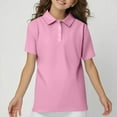 thumbnail image 1 of TQWQT Pink Polo Shirt Girl Short Sleeve Polo Shirts Size 9-10 Summer Button Down Collared Uniform Shirts Casual Tops Loose Basic Tees 140, 1 of 6