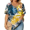 thumbnail image 1 of TQWQT Plus Size Blouses for Women Cute Plus Size Sexy Tops V Neck Criss Cross Short Sleeve Tunic Womens Tops Plus Size Floral Print Dressy Casual Tee Shirts Plus Size Womens Clothes 4XL, 1 of 6