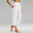 thumbnail image 1 of TQWQT Plus Size Capris for Women High Waist Plus Size Yoga Capris with Pockets Tummy Control Leggings Straight Leg Cropped Pants White M, 1 of 7