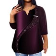 thumbnail image 1 of TQWQT Plus Size Going Out Tops for Women Dressy Casual 3/4 Sleeve Shirts Tie Dye Gradient Tunic V Neck Loose Fitting Tunics with Front Pocket Dark Purple 5XL, 1 of 5