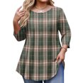 thumbnail image 1 of TQWQT Plus Size Plaid Tunic Top for Women 3/4 Sleeve Loose Swing Fit Comfort Breathable Blouse for Daily Casual Wear 3XL, 1 of 5