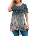 thumbnail image 1 of TQWQT Plus Size Tops for Women Loose Fit Casual Going Out Shirt Short Sleeve Crew Neck Floral Graphic T-Shirt Summer Trendy Tunics Navy L, 1 of 4