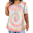 thumbnail image 1 of TQWQT Plus Size Tops for Women Short Sleeve T Shirts Gradient Graphic T-Shirt V Neck Shirt Summer Casual Tunics Blouses with Pocket Cyan 3XL, 1 of 5
