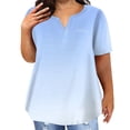 thumbnail image 1 of TQWQT Plus Size Tops for Women Short Sleeve T Shirts Gradient Graphic T-Shirt V Neck Shirt Summer Casual Tunics Blouses with Pocket Sky Blue 4XL, 1 of 5