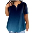 thumbnail image 1 of TQWQT Plus Size Tops for Women Summer Floral Print Tunic Spring Tops Crewneck Short Sleeve Shirts Dressy Casual Blouse Dark Blue XL, 1 of 5