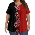 thumbnail image 1 of TQWQT Plus Size Tshirts for Women Fashion Plus Size Flowy Tops Crew Neck Womens Short Sleeve Tops Floral Print Dressy Casual Tunics 4x Womens Plus Size Clothes Red 5XL, 1 of 5