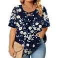 thumbnail image 1 of TQWQT Plus Size Tunic Tops for Women 4x-5x Plus Size Womens Classy Tops V Neck Criss Cross Short Sleeve T Shirts Curvy Women Floral Print Dressy Casual Tshirt Plus Size Womens Clothes L, 1 of 6