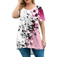 thumbnail image 1 of TQWQT Plus Size Tunic Tops for Women Cute Plus Size Blouses 5x Crew Neck Plus Size Tunics Short Sleeve Floral Print Dressy Casual Tshirt 5x Women Plus Size Clothing Pink 2XL, 1 of 5