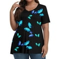 thumbnail image 1 of TQWQT Plus Size Tunic Tops for Women Summer Ladies Blouses Size 4x V Neck Short Sleeve Tees Ethnic Floral Print Dressy Casual Tshirt 5x Women Plus Size Clothing, 1 of 6