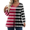 thumbnail image 1 of TQWQT Plus Size Tunic Tops for Women 4x-5x Fall Long Sleeve Tunics Shirts Striped Print V Neck T Shirts Loose Casual Tunic Tops Hot Pink XL, 1 of 6