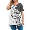 thumbnail image 1 of TQWQT Plus Size Tunic Tops for Women 4x-5x Summer Crew Neck Tunic Shirts Floral Graphic Tees Short Sleeve Tops Loose Casual Tunic Tops Gray 4XL, 1 of 5
