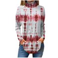thumbnail image 1 of TQWQT Plus Size Turtle Necks Tops for Women Long Sleeve Floral Printed Curved Hem Graphic Tee Turtleneck Loose Fit T Shirts Fall Shirts Wine 2XL, 1 of 5