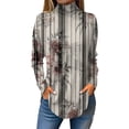 thumbnail image 1 of TQWQT Plus Size Turtlenecks for Women Fall Floral Printed Tunic Top Long Sleeve Mockneck T Shirts Loose Fit Curved Hem Graphic Tee Dark Gray 3XL, 1 of 5