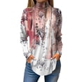 thumbnail image 1 of TQWQT Plus Size Turtlenecks for Women Fall Floral Printed Tunic Top Long Sleeve Mockneck T-Shirts Loose Fit Curved Hem Graphic Tee Pink M, 1 of 5