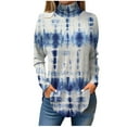thumbnail image 1 of TQWQT Plus Size Turtlenecks for Women Fall Floral Printed Tunic Top Long Sleeve Turtleneck T Shirts Loose Fit Curved Hem Graphic Tee Royal Blue M, 1 of 5