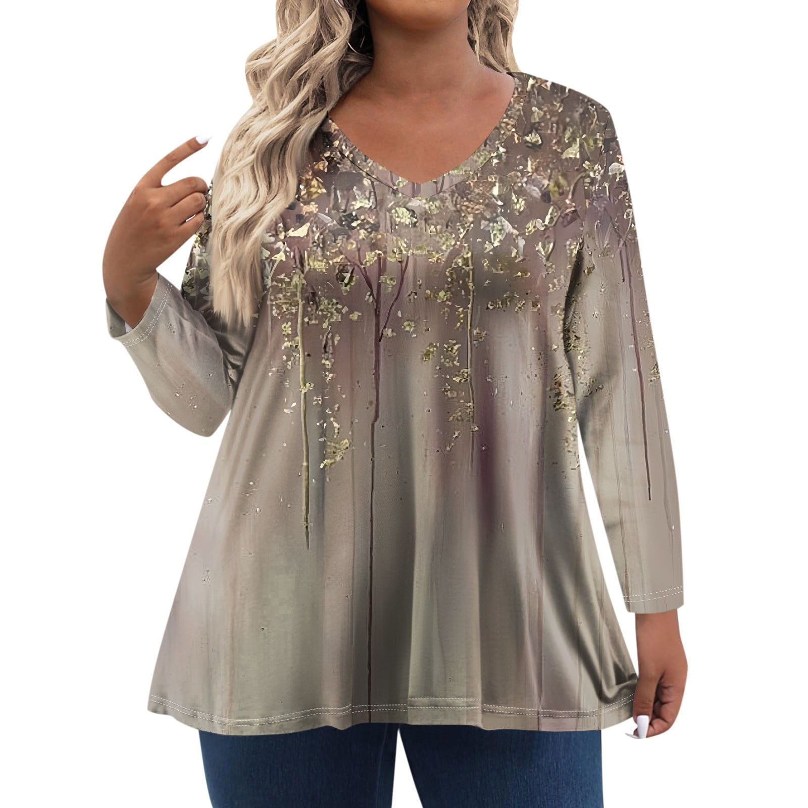 L-4XL Plus Size Tops Rhinestone Graphic T-shirts – Women's Top
