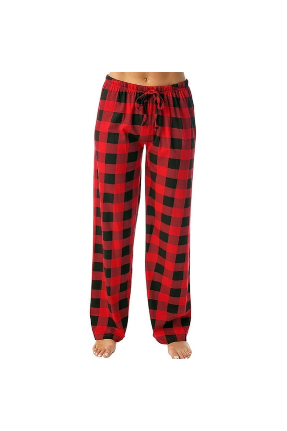 Red Plaid Pajama Pants Women 2024 Lounge Wide Leg Buffalo Plaid Cute Pj Pants Comfy Christmas Halloween Pajama Pants Flannel Drawstring Sleep Pj Bottoms Red XL